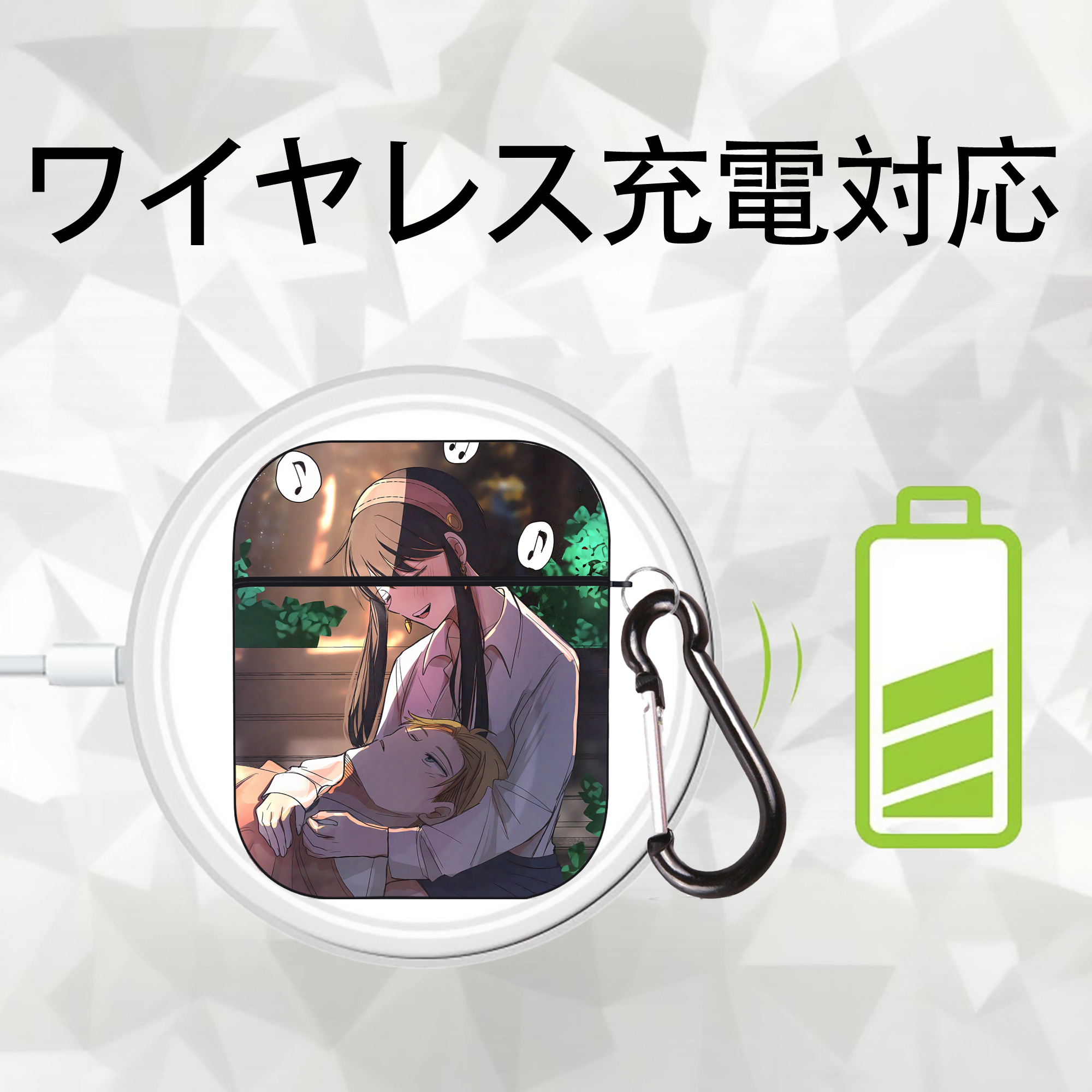 SPY×FAMILY间谍家家酒 AirPods 第2世代保護ケース ハードシェル ブラック 耐衝撃・防指紋・カラビナ付き