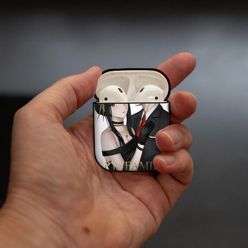 SPY×FAMILY间谍家家酒 AirPods 第2世代保護ケース ハードシェル ブラック 耐衝撃・防指紋・カラビナ付き