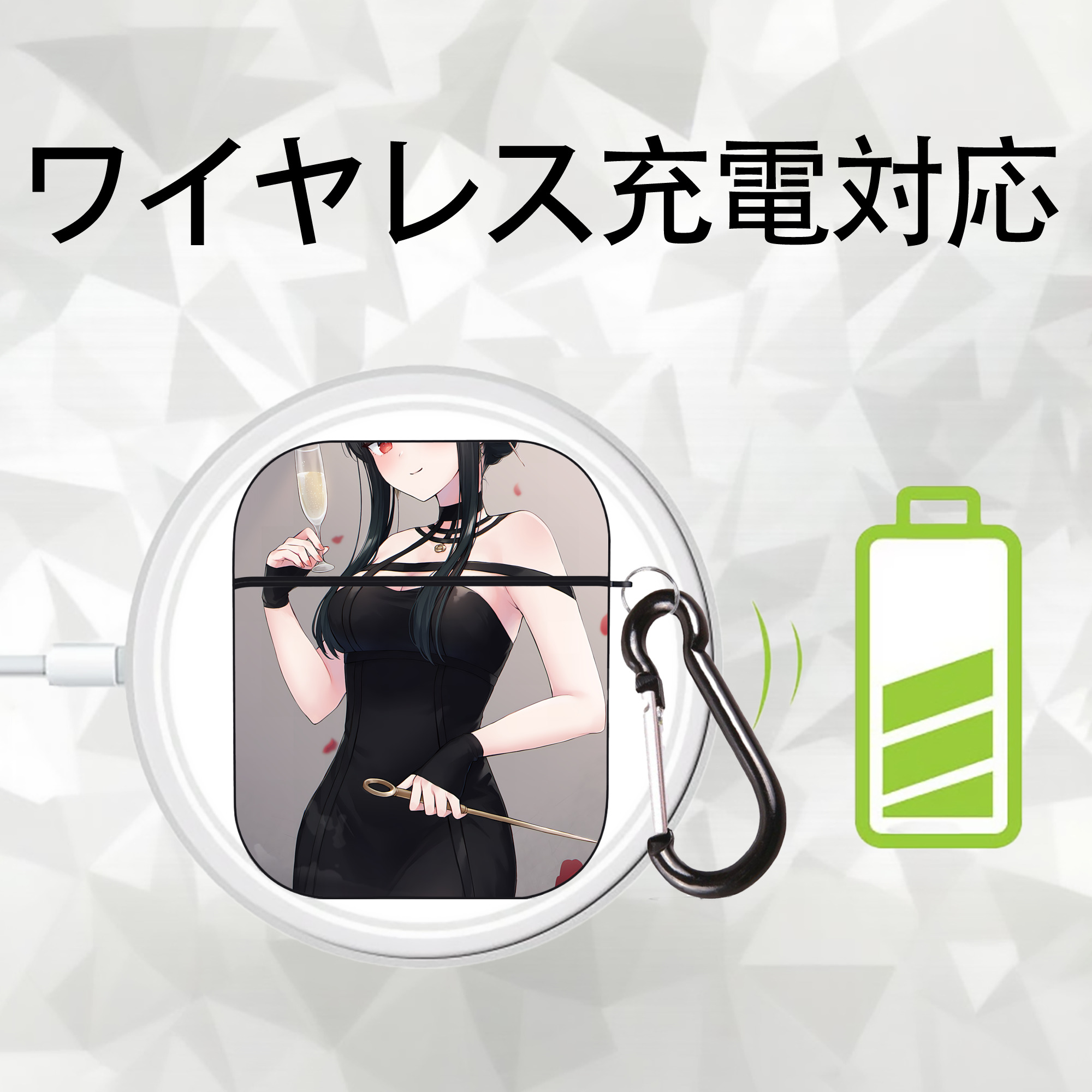 SPY×FAMILY间谍家家酒 AirPods 第2世代保護ケース ハードシェル ブラック 耐衝撃・防指紋・カラビナ付き