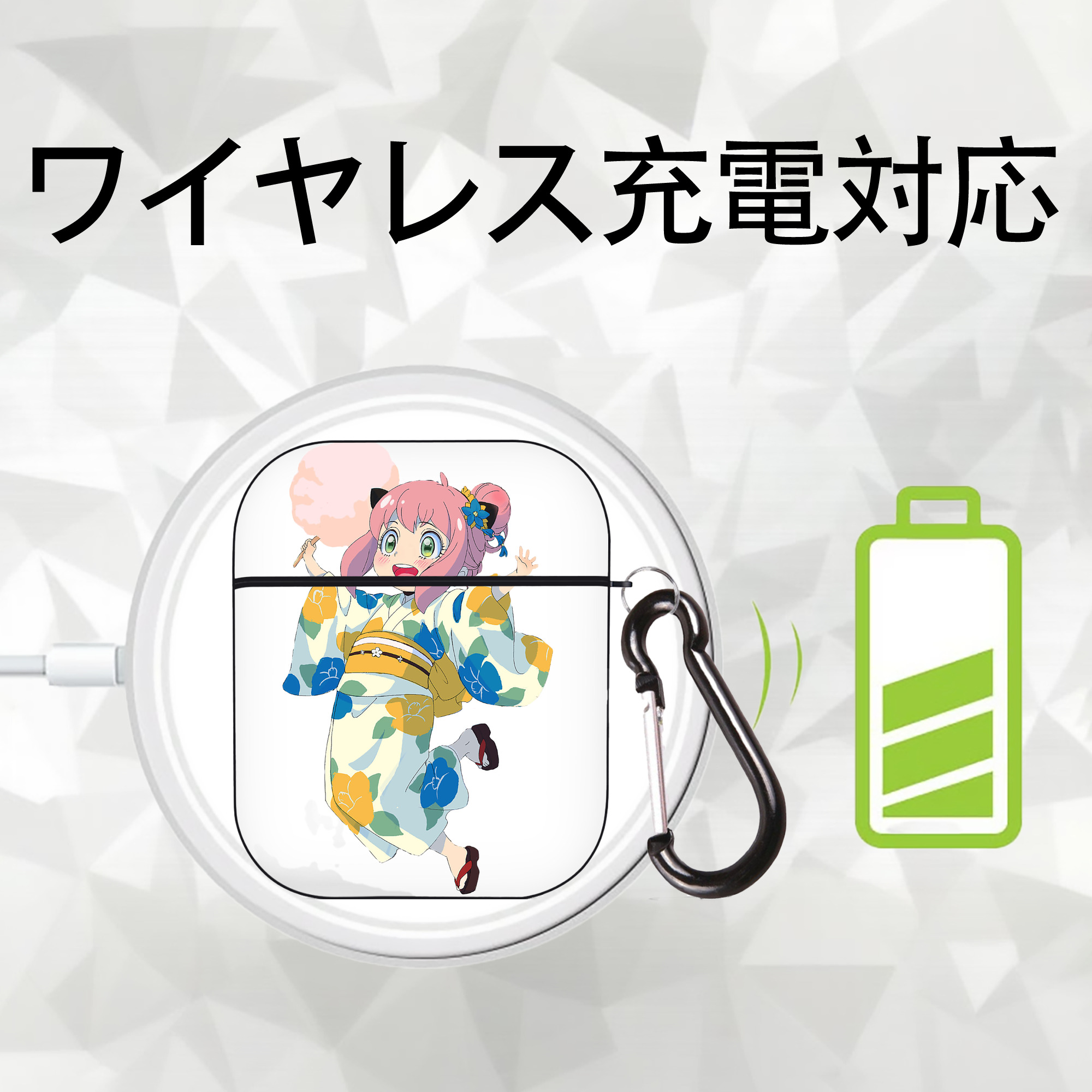 SPY×FAMILY间谍家家酒 AirPods 第2世代保護ケース ハードシェル ブラック 耐衝撃・防指紋・カラビナ付き
