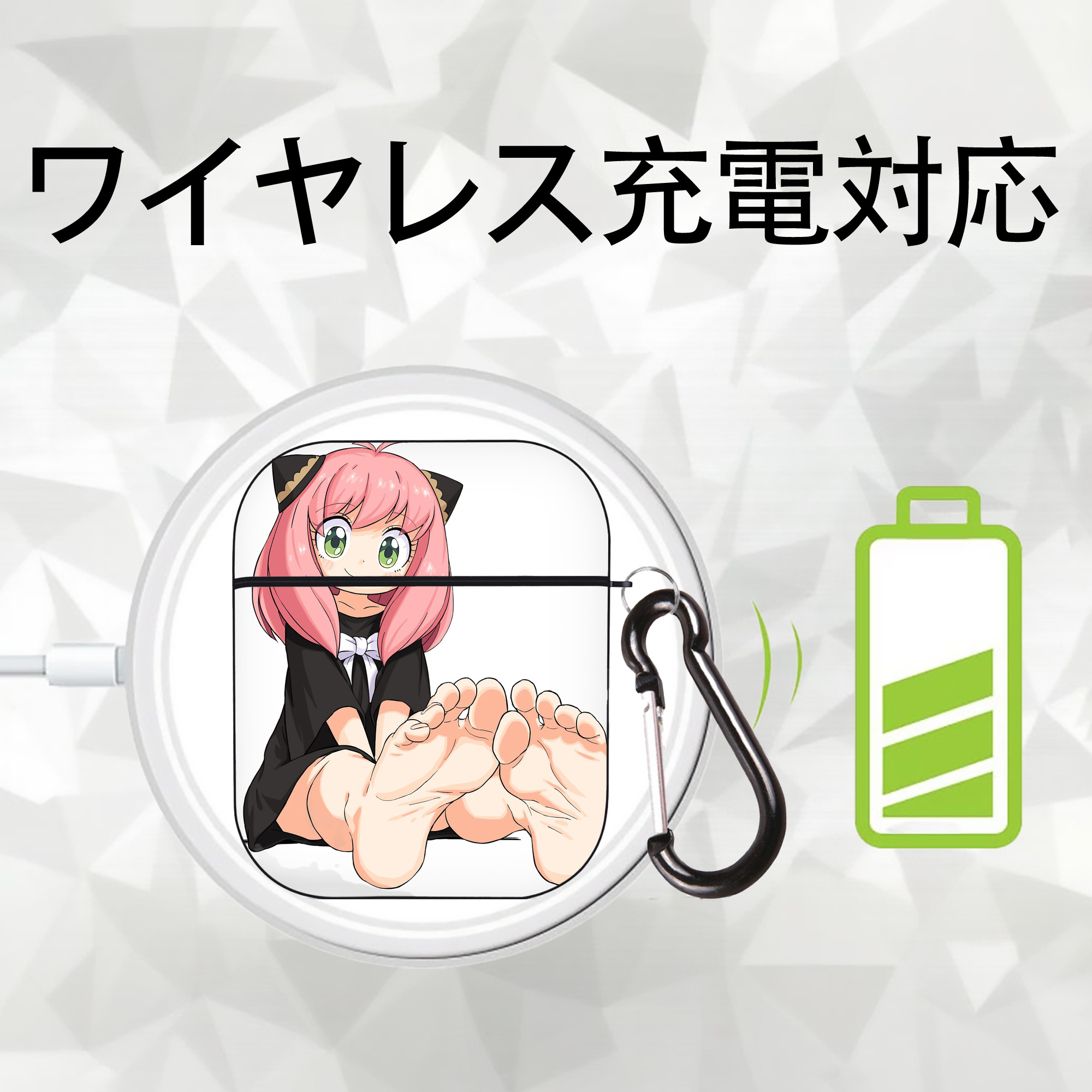 SPY×FAMILY间谍家家酒 AirPods 第2世代保護ケース ハードシェル ブラック 耐衝撃・防指紋・カラビナ付き