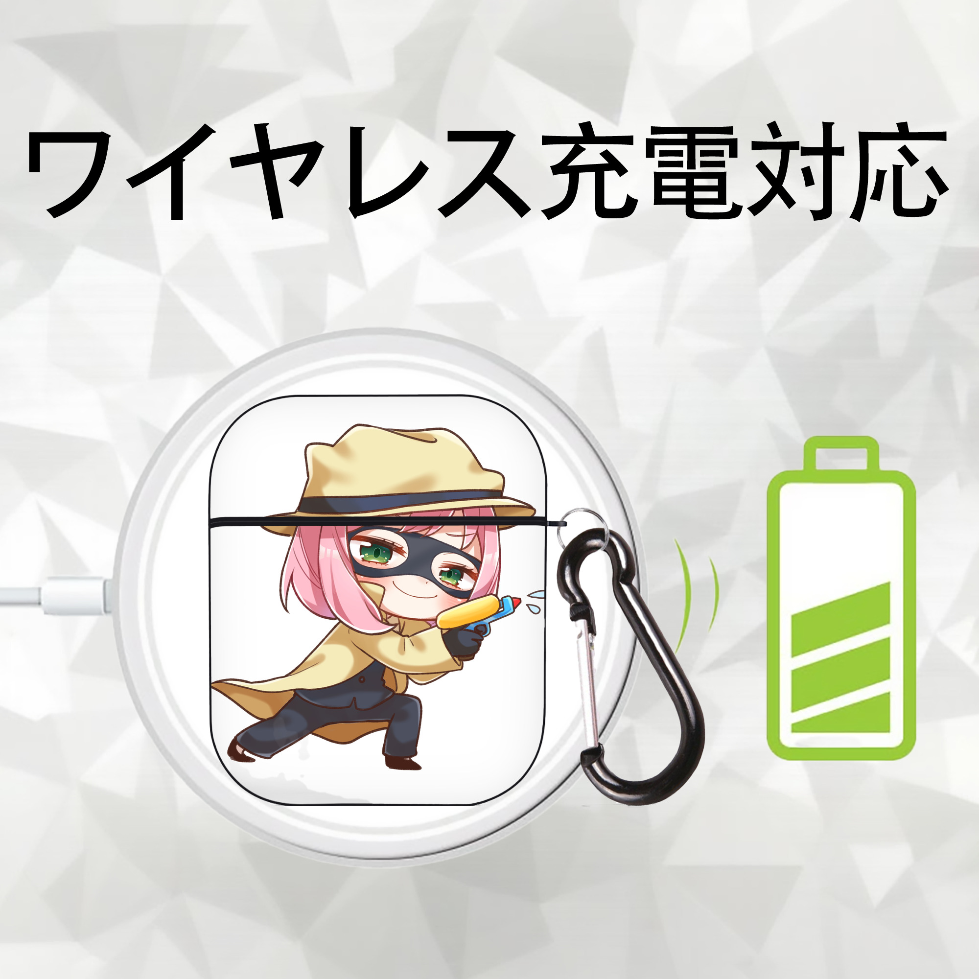 SPY×FAMILY间谍家家酒 AirPods 第2世代保護ケース ハードシェル ブラック 耐衝撃・防指紋・カラビナ付き