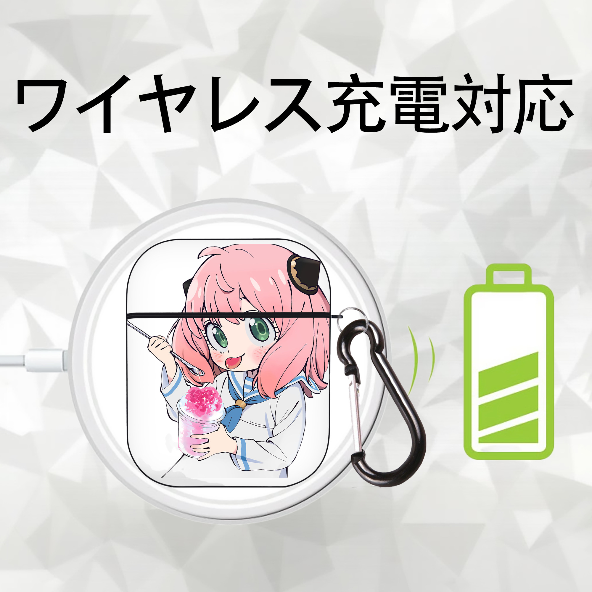 SPY×FAMILY间谍家家酒 AirPods 第2世代保護ケース ハードシェル ブラック 耐衝撃・防指紋・カラビナ付き