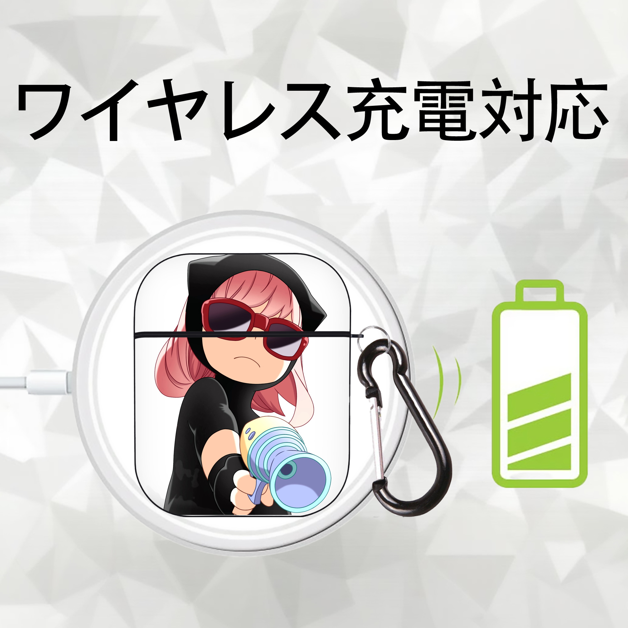 SPY×FAMILY间谍家家酒 AirPods 第2世代保護ケース ハードシェル ブラック 耐衝撃・防指紋・カラビナ付き