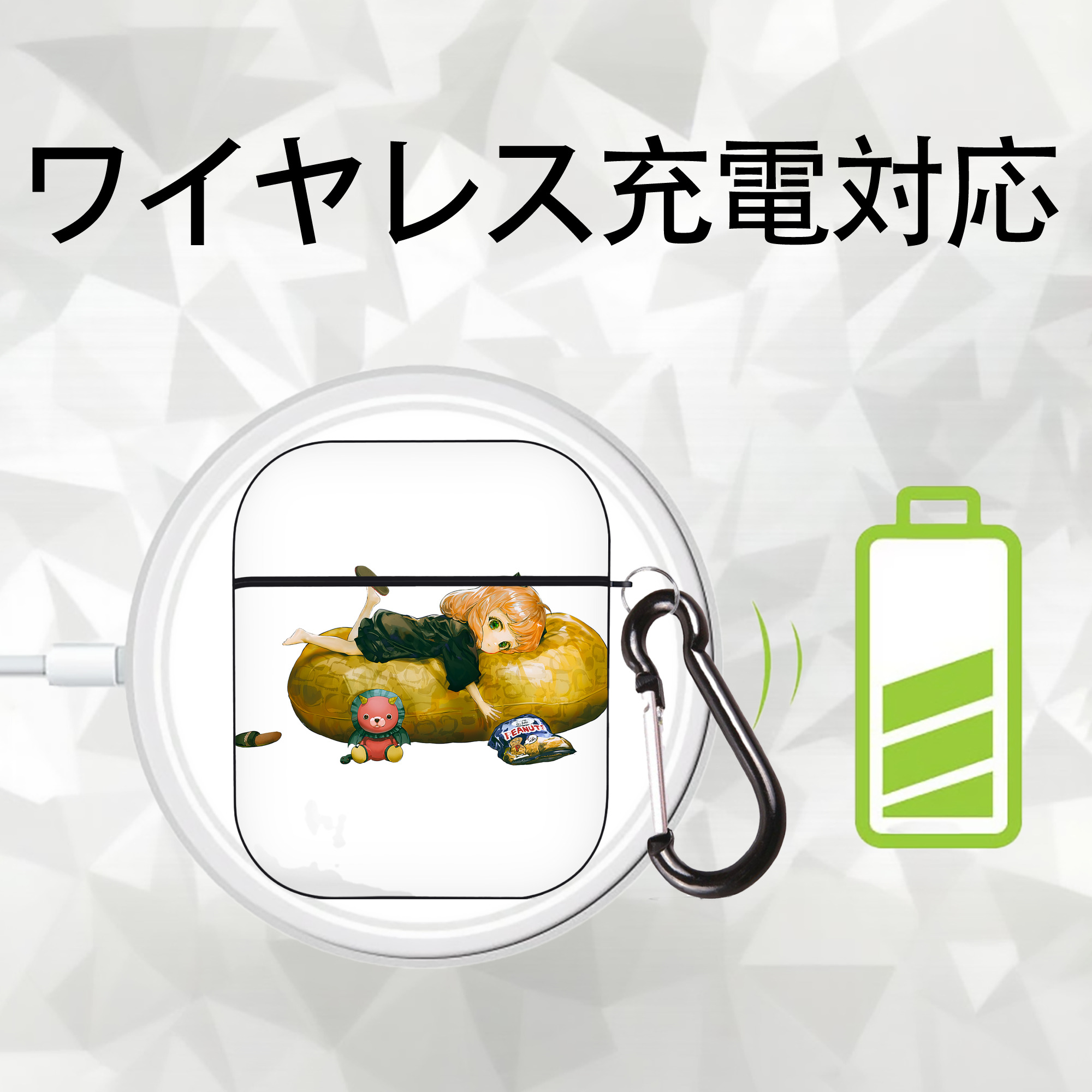 SPY×FAMILY间谍家家酒 AirPods 第2世代保護ケース ハードシェル ブラック 耐衝撃・防指紋・カラビナ付き
