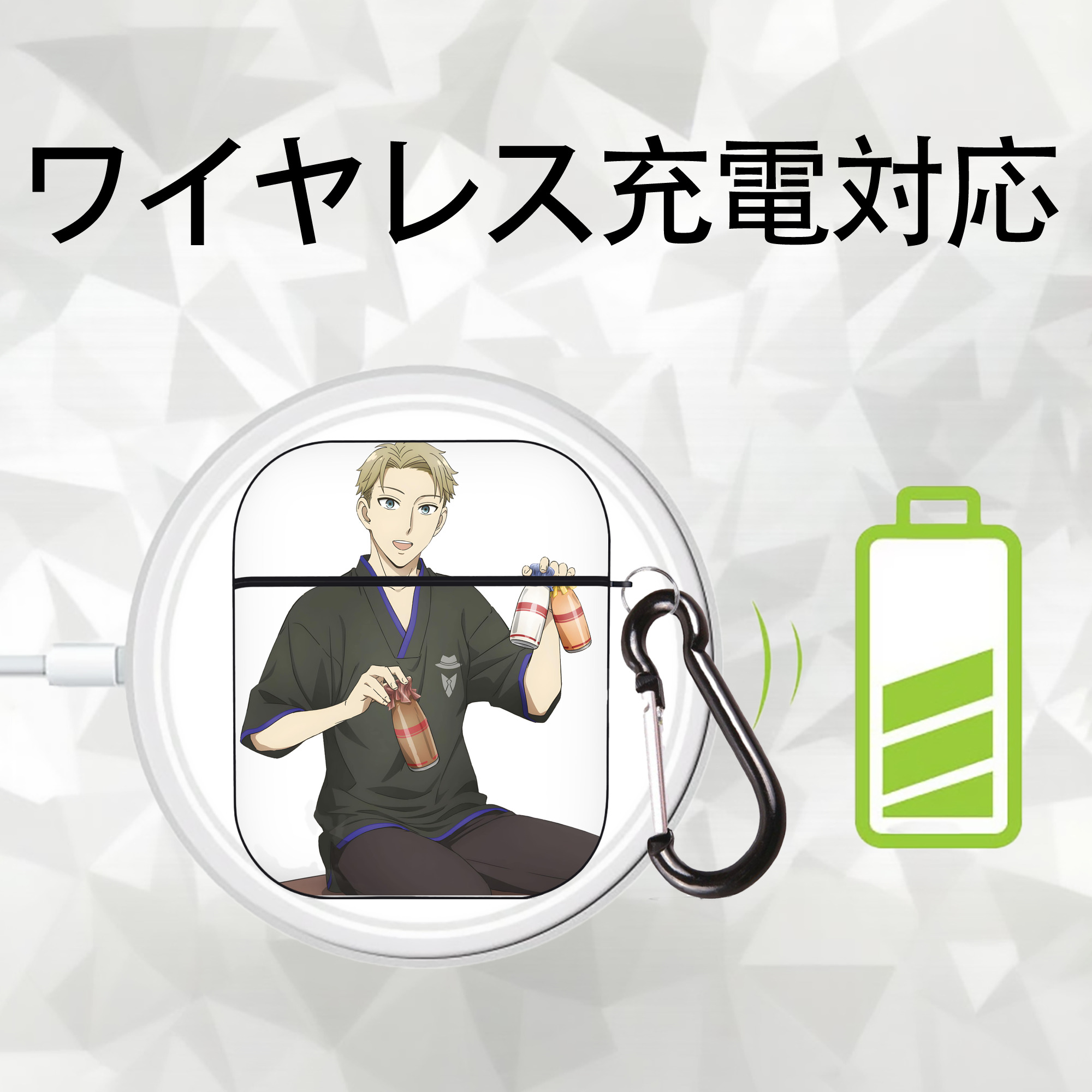 SPY×FAMILY间谍家家酒 AirPods 第2世代保護ケース ハードシェル ブラック 耐衝撃・防指紋・カラビナ付き