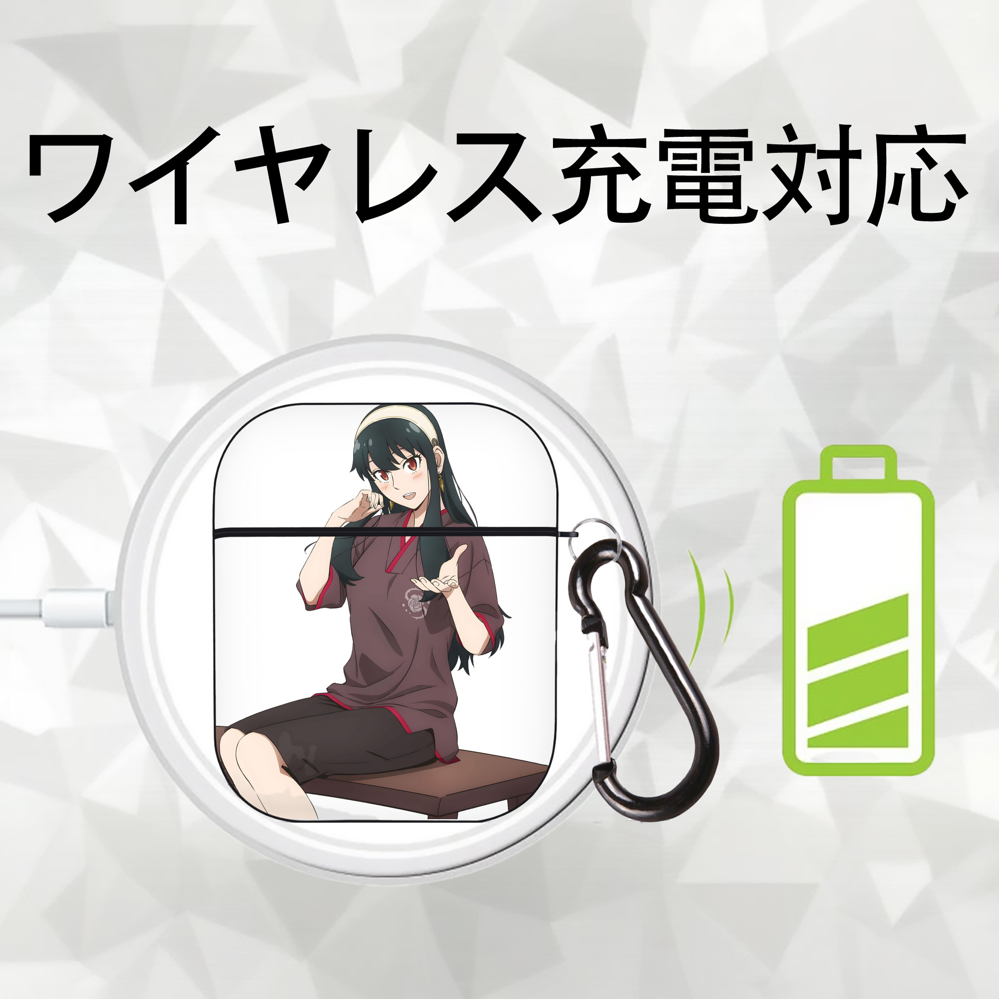 SPY×FAMILY间谍家家酒 AirPods 第2世代保護ケース ハードシェル ブラック 耐衝撃・防指紋・カラビナ付き