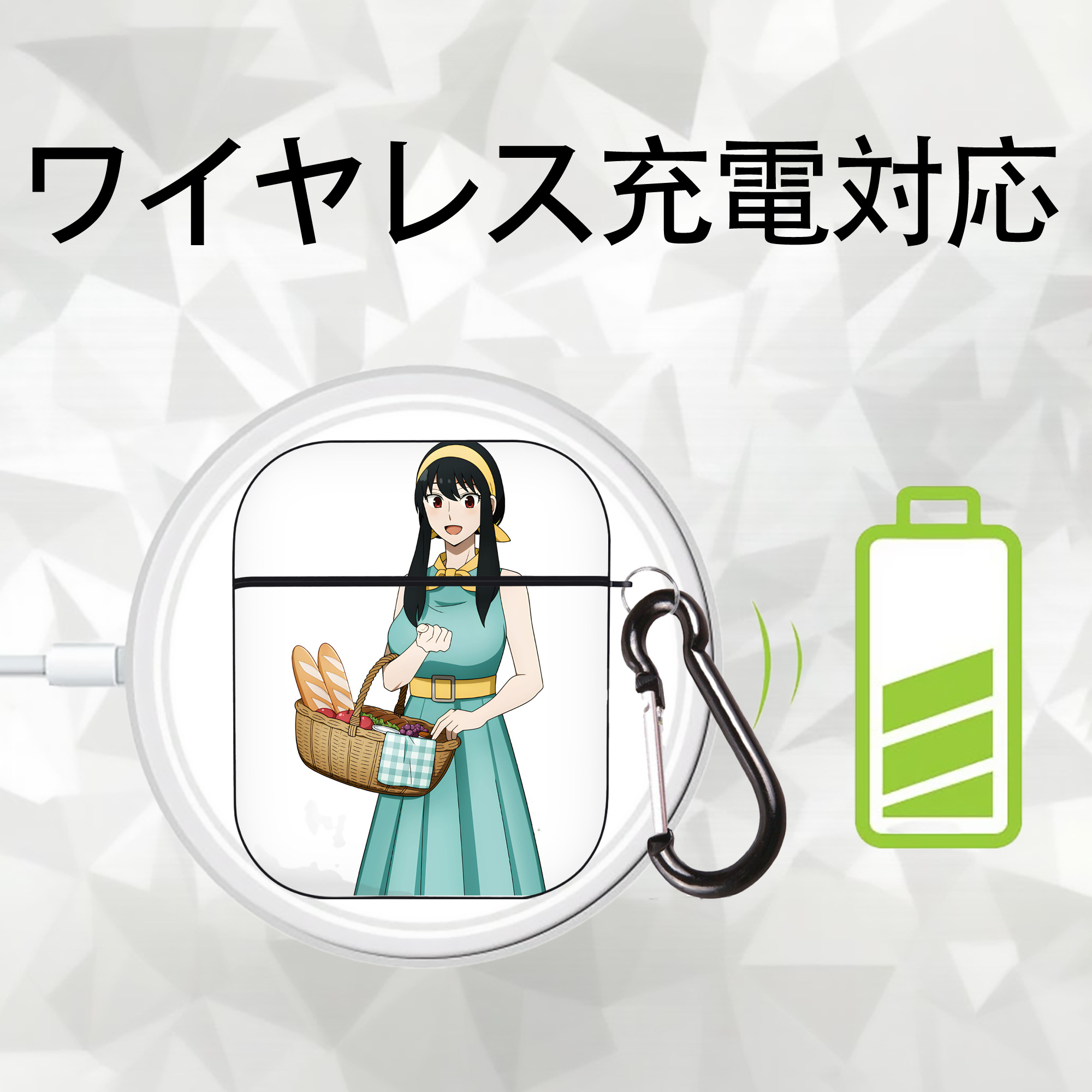 SPY×FAMILY间谍家家酒 AirPods 第2世代保護ケース ハードシェル ブラック 耐衝撃・防指紋・カラビナ付き